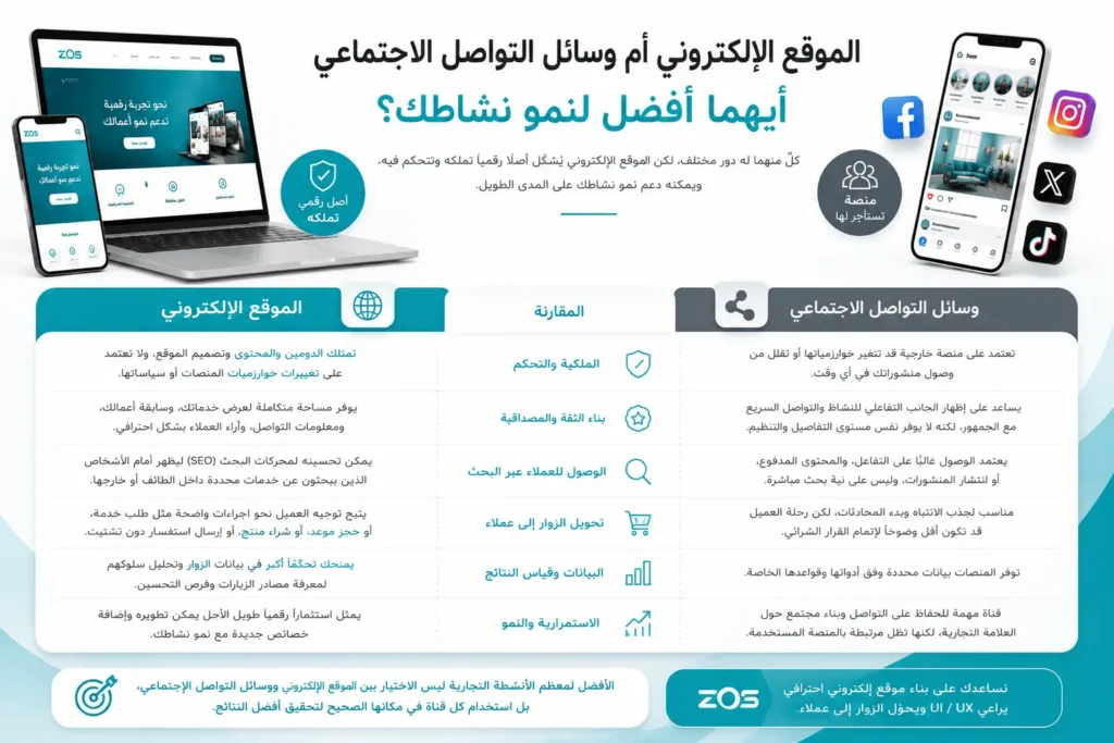أيهما أفضل - الموقع الإلكترونى أم وسائل التواصل الإجتماعى